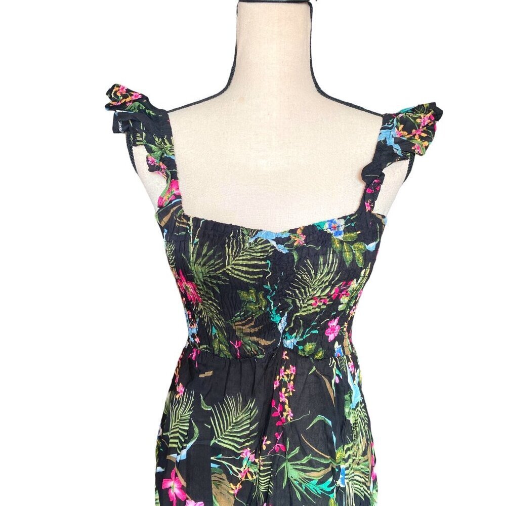 Floral garden printed ruffled summer coastal maxi dress cover up women‎ Small - Picture 5 of 12